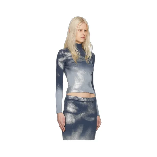 M-Ileen High Neck Metallic-Effect Jumper