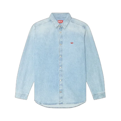 Logo Embroidered Long-Sleeved Denim Shirt