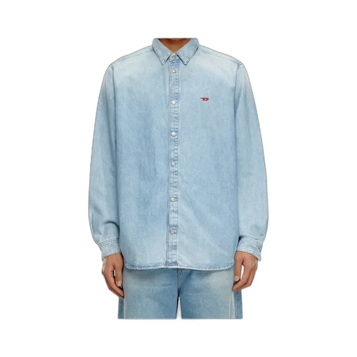 Logo Embroidered Long-Sleeved Denim Shirt