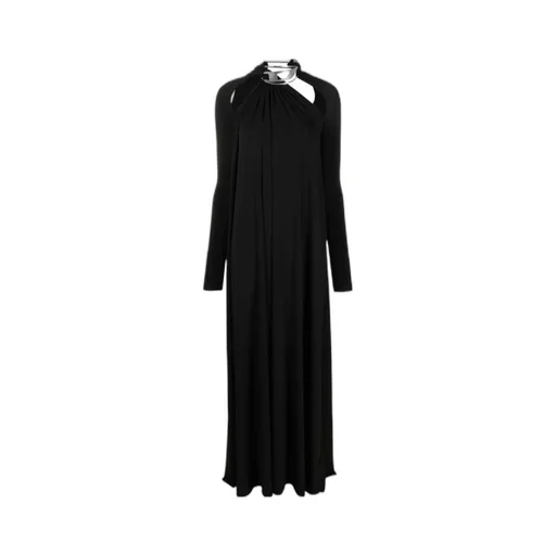 Cut-Out High Neck Long-Sleeved Dress