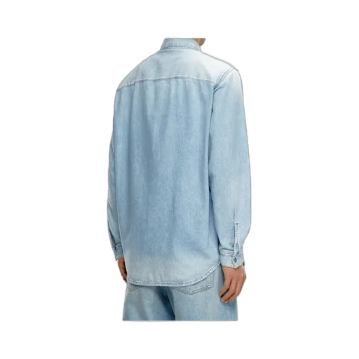 Logo Embroidered Long-Sleeved Denim Shirt