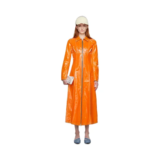 Coated Denim Long-Line Coat