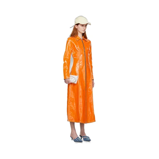 Coated Denim Long-Line Coat