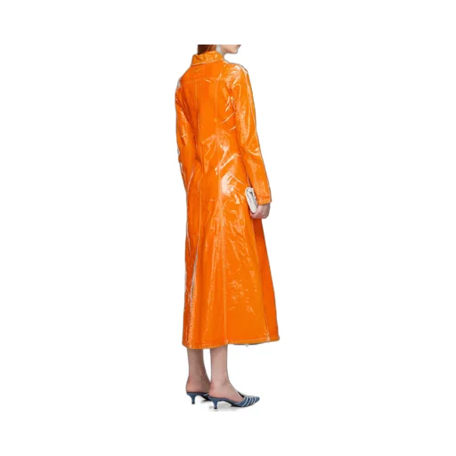 Coated Denim Long-Line Coat