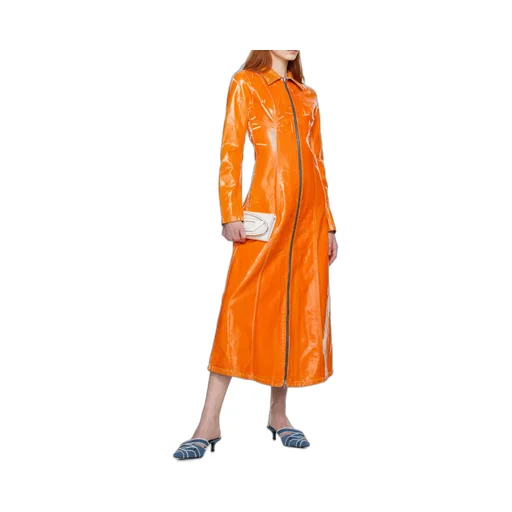 Coated Denim Long-Line Coat