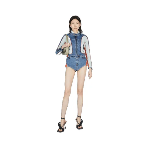 De-Light-S Contrast-Panel Biker Jacket