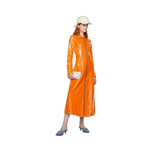 Coated Denim Long-Line Coat