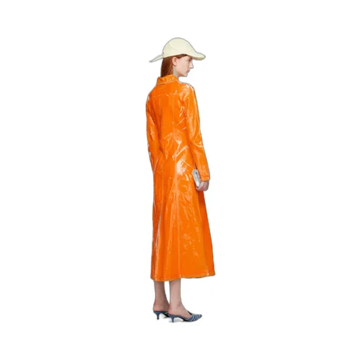 Coated Denim Long-Line Coat