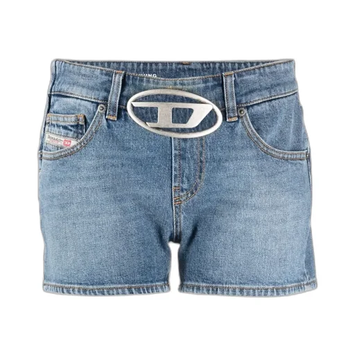 Logo Plaque Denim Shorts