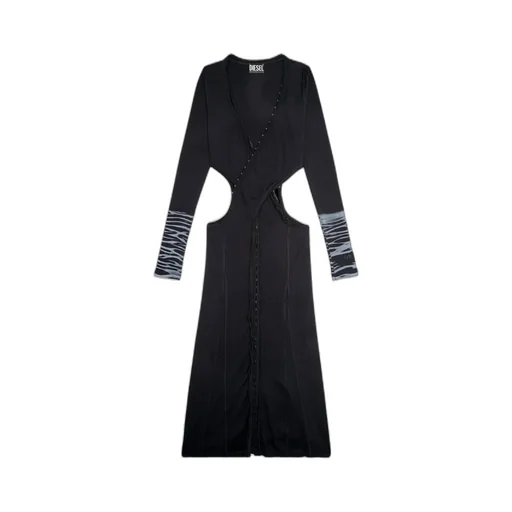 Long-Sleeve V-Neck Midi Dress