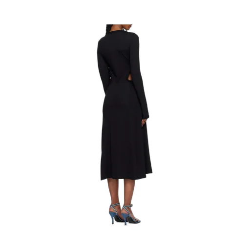Long-Sleeve V-Neck Midi Dress