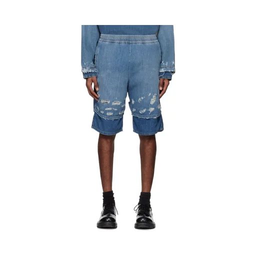 Distressed-Effect Denim Shorts