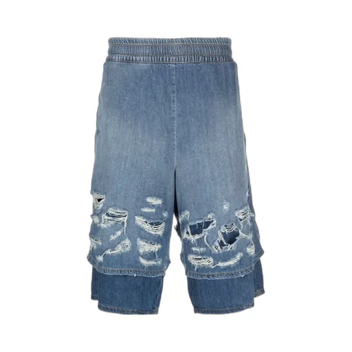 Distressed-Effect Denim Shorts