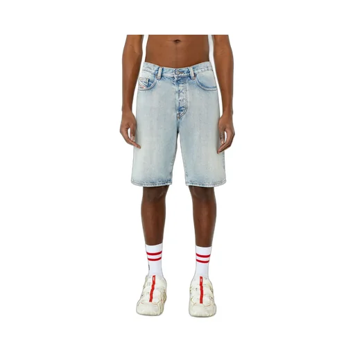 Bleach-Wash Denim Shorts