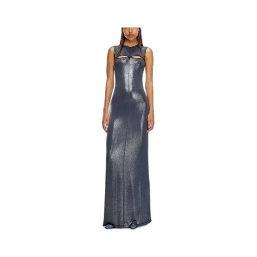 D-Vetty Metallic-Effect Sleeveless Maxi Dress