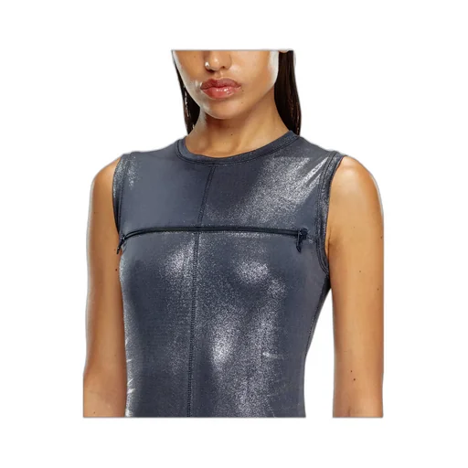 D-Vetty Metallic-Effect Sleeveless Maxi Dress