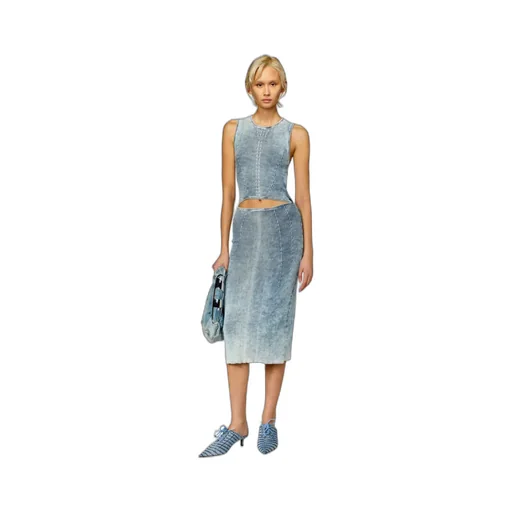 M-Taryn Cut-Out Ribbed-Knit Sleeveless Midi Dress