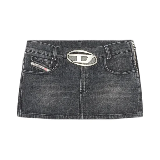 Logo Detailed Cut-Out Denim Skirt
