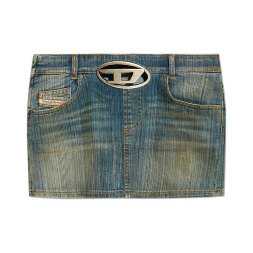 Logo-Plaque Denim Mini Skirt