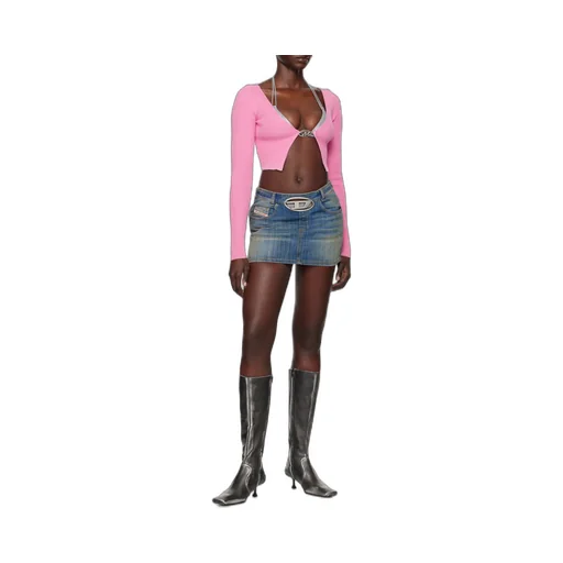 Logo-Plaque Denim Mini Skirt