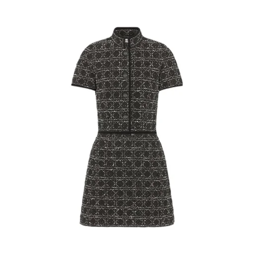 Short Macrocannage Flared Dress