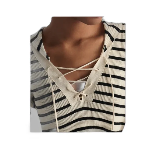 Striped V-Neck Knitwear