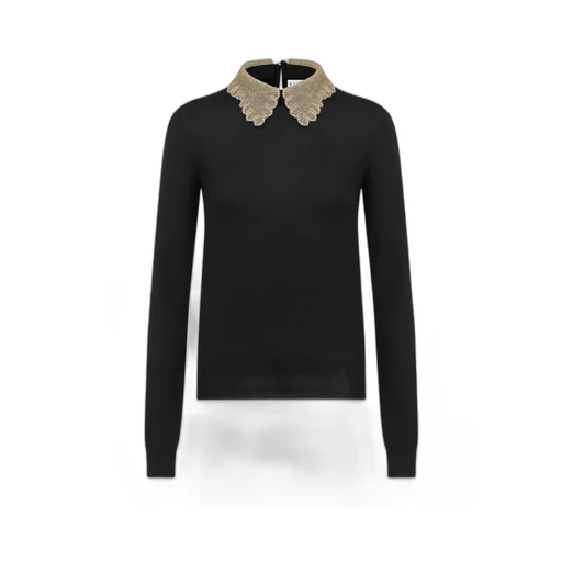 Sweater With Removable Embroidered Collar