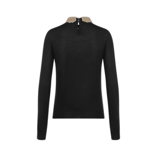 Sweater With Removable Embroidered Collar