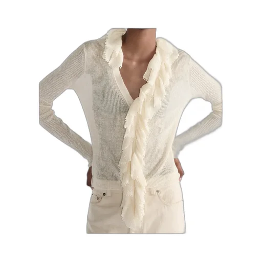 Cardigan With Removable Ruched Collar