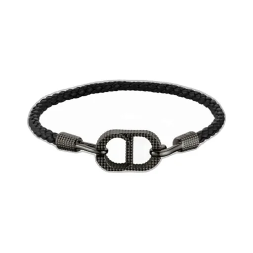 Cd Icon Braided Leather Bracelet