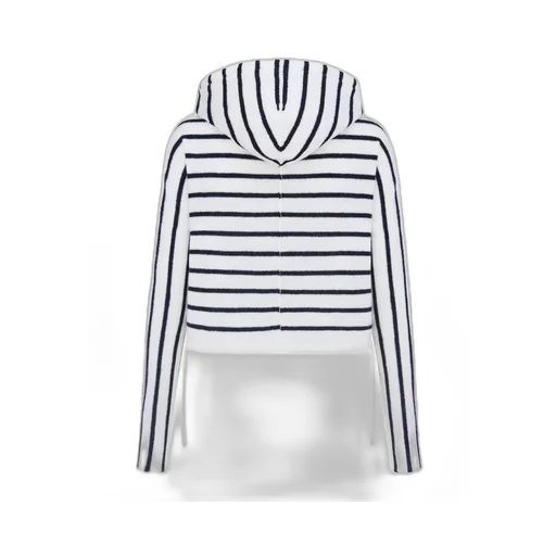Striped Zip-Up Drawstring Cardigan