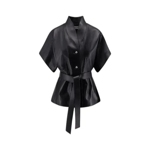 Long-Sleeved Leather Jacket