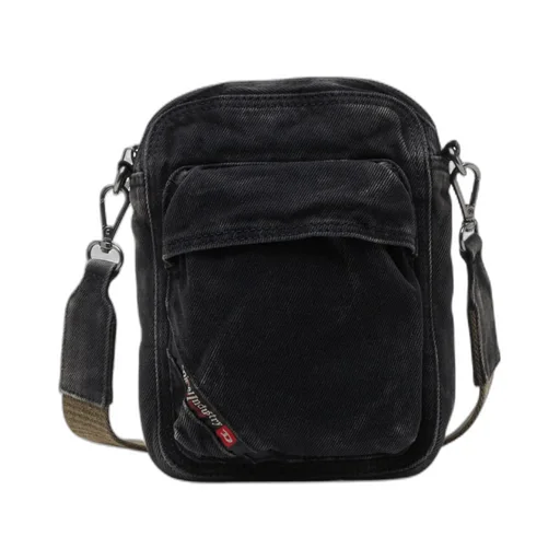 Zip-Fastening Denim Messenger Bag