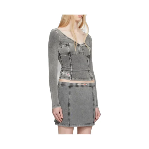 T-Elin Long-Sleeved Denim Effect Top