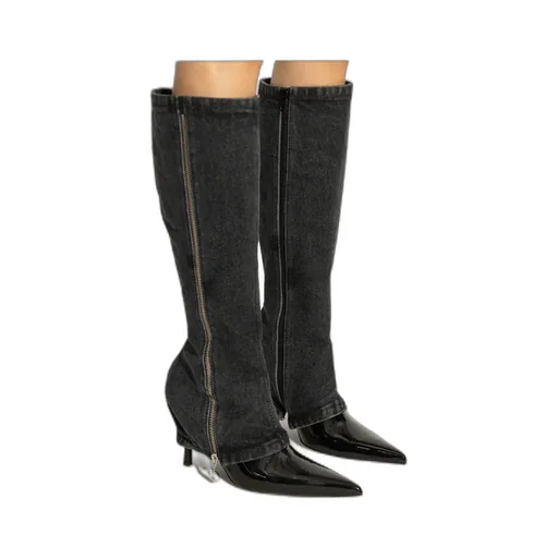 100Mm Denim-Panel Boots