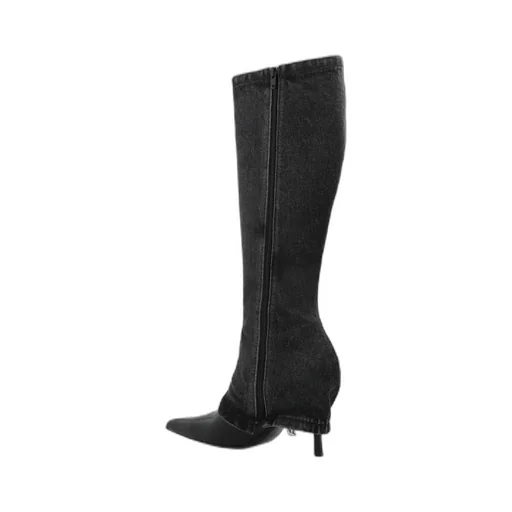 100Mm Denim-Panel Boots
