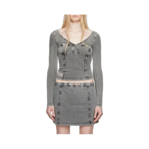 T-Elin Long-Sleeved Denim Effect Top