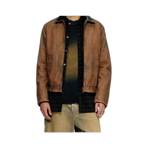 Coated Denim Padded Blouson Jacket