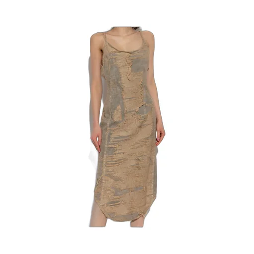 De-Vera-Fsg Distressed Floating-Thread Denim Dress