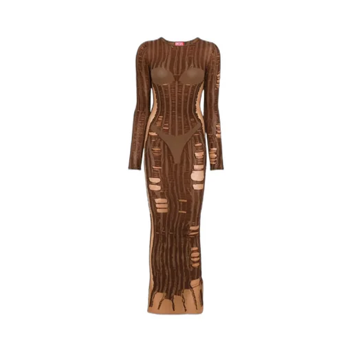 M-Calimera Semi-Sheer Panelled Maxi Dress