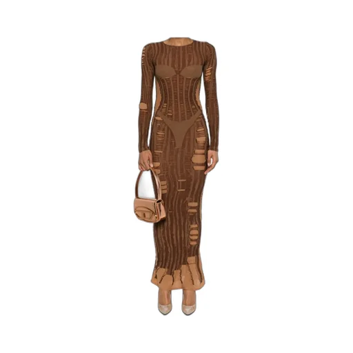 M-Calimera Semi-Sheer Panelled Maxi Dress
