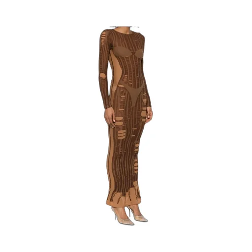 M-Calimera Semi-Sheer Panelled Maxi Dress
