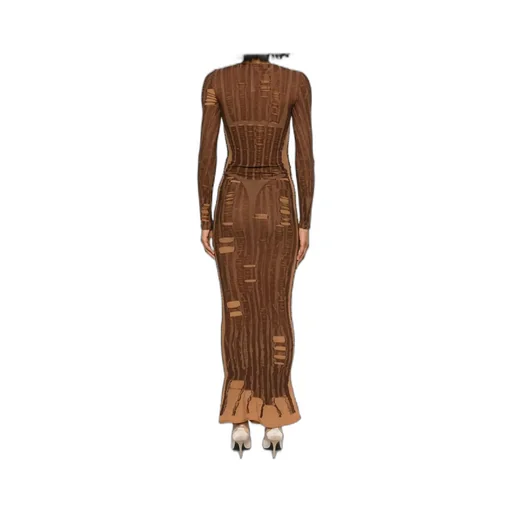 M-Calimera Semi-Sheer Panelled Maxi Dress