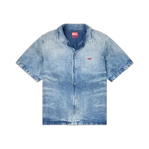 D-Nabil-Fsg Distressed Denim Bowling Shirt