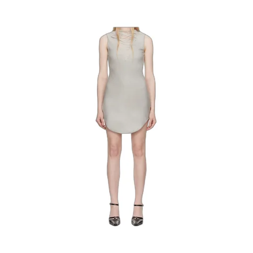 D-Yasmi Distressed Fringed Neckline Mini Dress