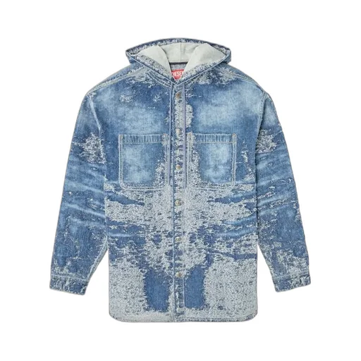 D-Dewny-Hood Distressed Denim Jacket