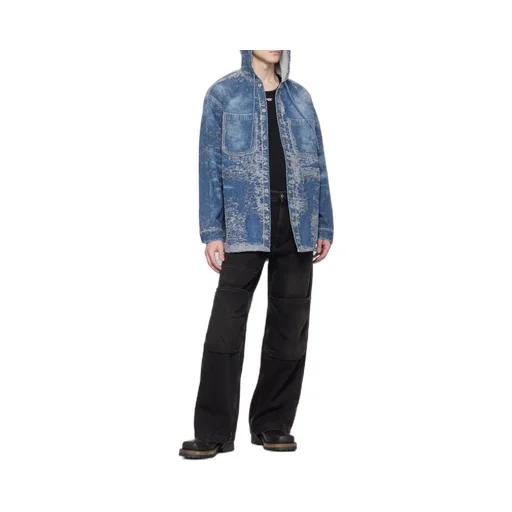 D-Dewny-Hood Distressed Denim Jacket