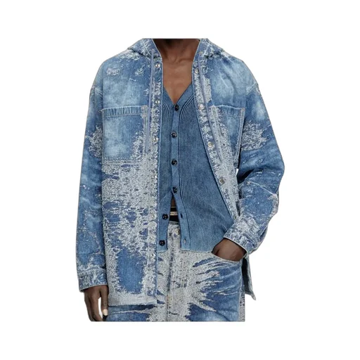 D-Dewny-Hood Distressed Denim Jacket