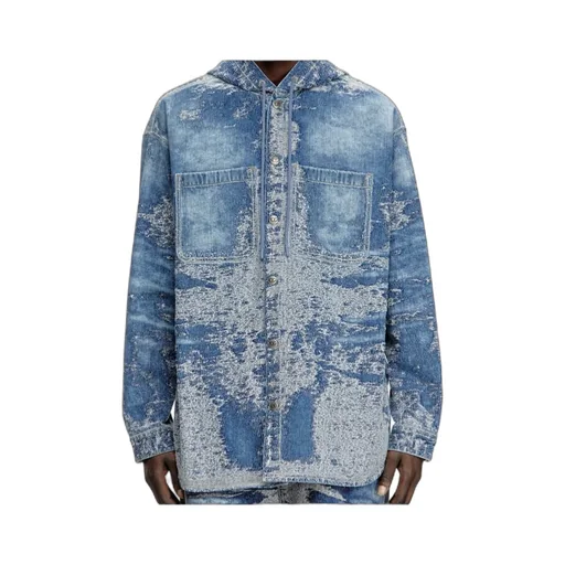 D-Dewny-Hood Distressed Denim Jacket