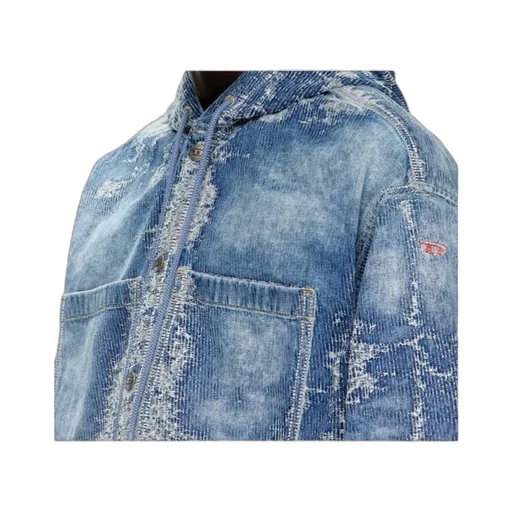 D-Dewny-Hood Distressed Denim Jacket